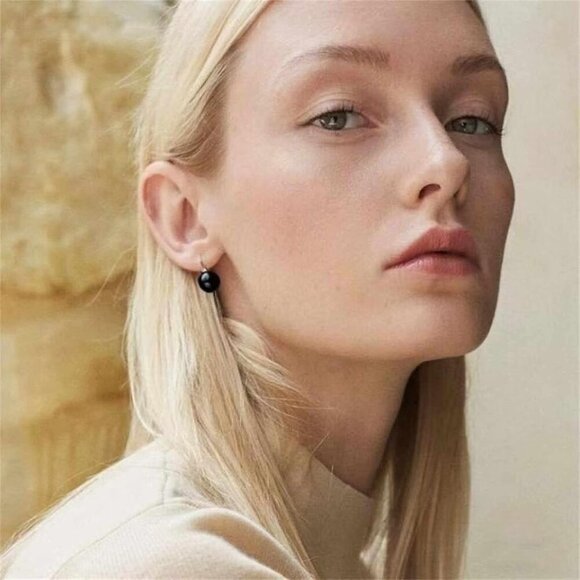 🆕 Women Black Pearl Drop Earrings Sterling 14k Unique Freshwater Real Jewelry - Picture 4 of 5